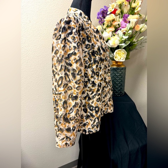 Ruby Rd. Animal Print/burnout Material/Mandarin Collar/3/4 Sleeve Blouse Sz 12P - Picture 3 of 9